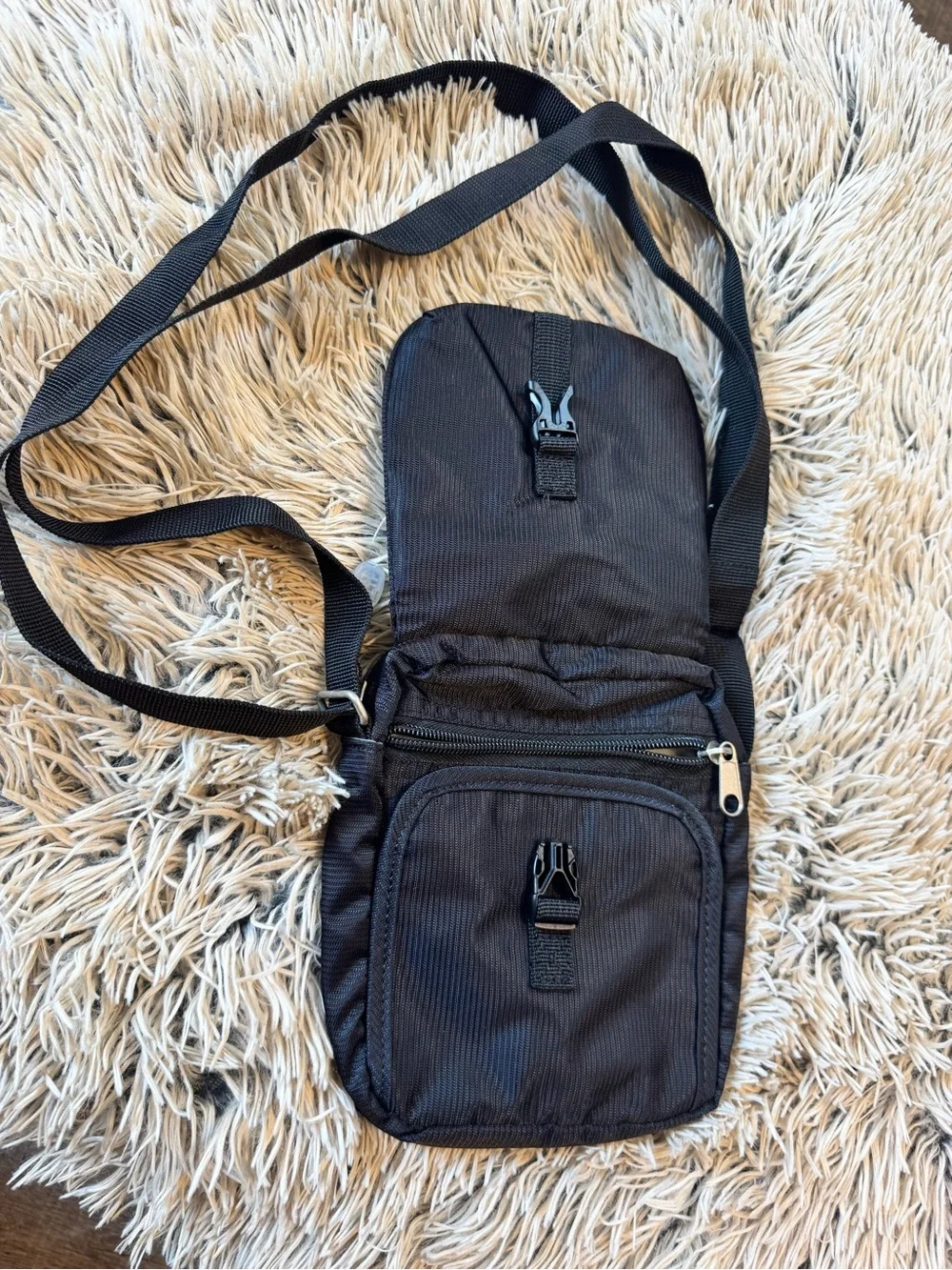 Black Compact Messenger Crossbody
